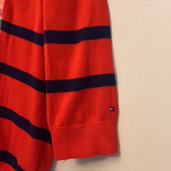 Tommy Hilfiger orange red blue striped cardigan Size L NWT - Picture 5 of 9